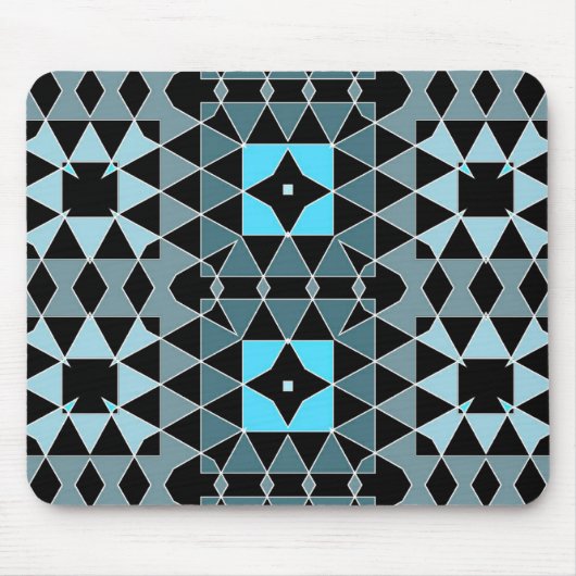 Blau & Schwarz Trendy Op Art Geometric Muster Mousepad (Vorne)