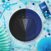 Blau/Schwarz-Tuxedo-Druck Pappteller (Party)