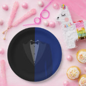Blau/Schwarz-Tuxedo-Druck Pappteller (Party)