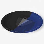 Blau/Schwarz-Tuxedo-Druck Pappteller (Schrägansicht)