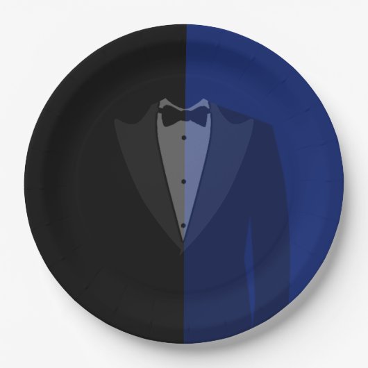 Blau/Schwarz-Tuxedo-Druck Pappteller (Vorderseite)