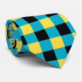 Blau, schwarz und gelb karierte Krawatte (Gerollt)