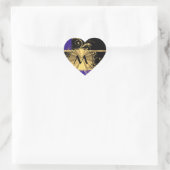Blau, schwarz und gold, Monogramm Herz-Aufkleber (Tasche)