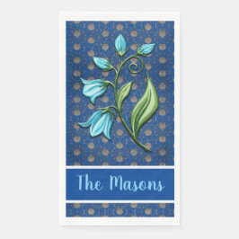 Blau, Schwarz und Grau Polka Dots Blumen Serviette