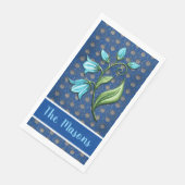 Blau, Schwarz und Grau Polka Dots Blumen Serviette (Ecke)