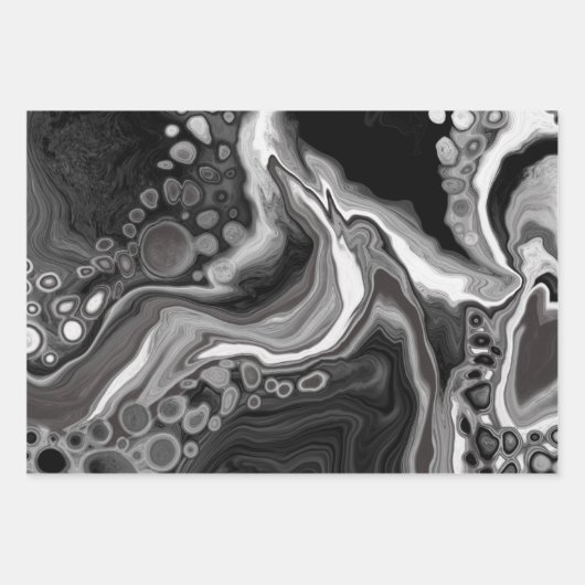 Blau, Schwarz und Grüne Marmorflüssigkeit Kunst Geschenkpapier Set (Vorderseite 3)