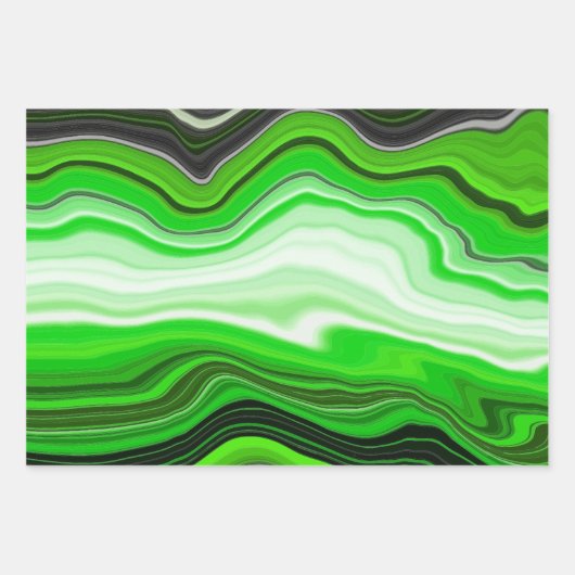 Blau, Schwarz und Grüne Marmorflüssigkeit Kunst Geschenkpapier Set (Vorderseite 2)