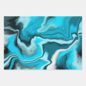 Blau, Schwarz und Grüne Marmorflüssigkeit Kunst Geschenkpapier Set (Vorderseite)