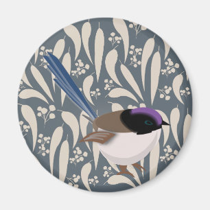 Blau, Schwarz und Lila Fairy Wren Magnet