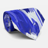 Blau, Schwarz und Weiß Abstrakt Krawatte (Gerollt)