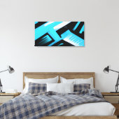 Blau Schwarz und Weiß Abstrakt Leinwanddruck (Insitu (Schlafzimmer))