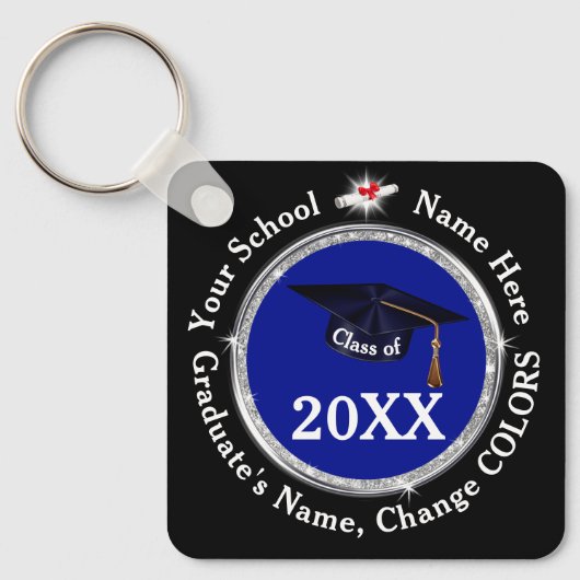 Blau, Schwarz und Weiß, Graduation Party Favorits, Schlüsselanhänger (Vorderseite)
