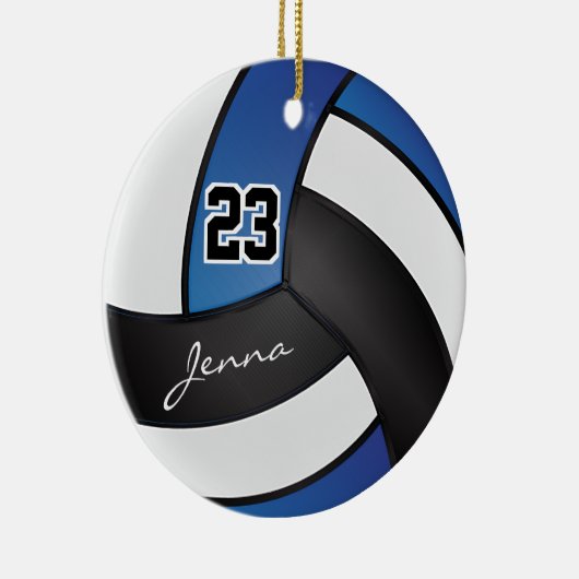 Blau, Schwarz und Weiß Keramik Ornament (Rechts)