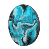 Blau, Schwarz und Weiß-Marmor-Fluid Art Dartscheibe (Vorderseite rechts)