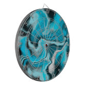 Blau, Schwarz und Weiß-Marmor-Fluid Art Dartscheibe (Vorderseite Links)