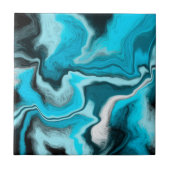 Blau, Schwarz und Weiß-Marmor-Fluid Art Fliese (Vorderseite)