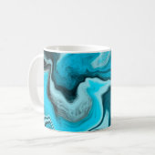 Blau, Schwarz und Weiß-Marmor-Fluid Art Kaffeetasse (Vorderseite Links)