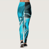 Blau, Schwarz und Weiß-Marmor-Fluid Art Leggings (Rückseite)