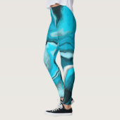 Blau, Schwarz und Weiß-Marmor-Fluid Art Leggings (Links)