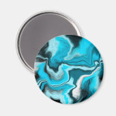 Blau, Schwarz und Weiß-Marmor-Fluid Art Magnet (Vorderseite/Rückseite)
