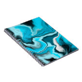 Blau, Schwarz und Weiß-Marmor-Fluid Art Notizblock (Rechte Seite)