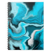 Blau, Schwarz und Weiß-Marmor-Fluid Art Notizblock (Vorderseite)