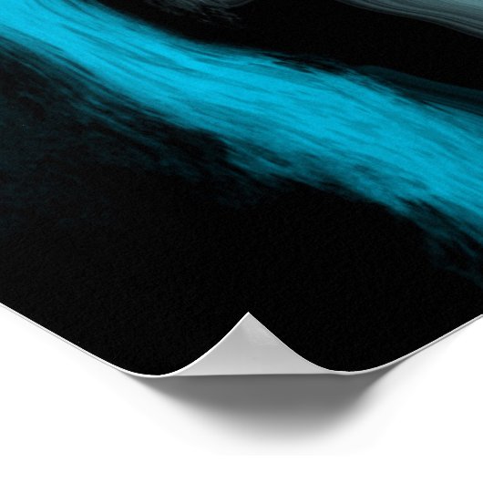 Blau, Schwarz und Weiß-Marmor-Fluid Art Poster (Ecke)