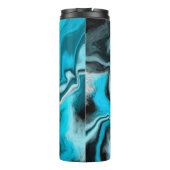 Blau, Schwarz und Weiß-Marmor-Fluid Art Thermosbecher (Rückseite)