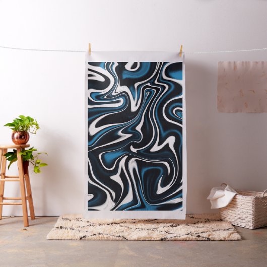 Blau, Schwarz und Weiß-Wirbel Stoff (Beispiel)