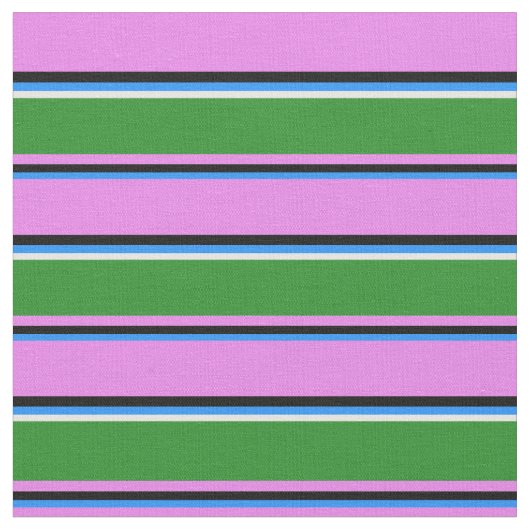 Blau, Schwarz, Violett, Waldgrün und Weiß Stoff (Nahaufnahme)