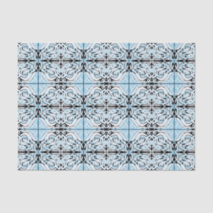 Blau Schwarz-weiß Curly Abstrakt Repeat Pattern Seidenpapier
