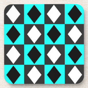 Blau Schwarz Weiß Geometrischer Rhombus Diamant Getränkeuntersetzer