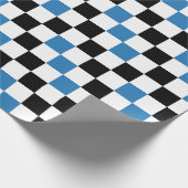 Blau Schwarz Weiß kariertes Musterdesign Geschenkpapier (Ecke)