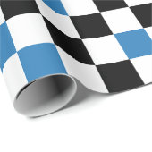 Blau Schwarz Weiß kariertes Musterdesign Geschenkpapier (Rolleneckpunkt)