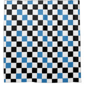 Blau Schwarz Weiß Karomuster Design  Duschvorhang (Vorderseite)
