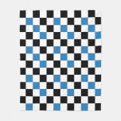 Blau Schwarz Weiß Karomuster Design  Fleecedecke (Vorderseite)