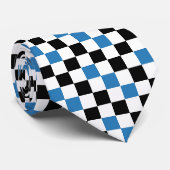 Blau Schwarz Weiß Karomuster Design  Krawatte (Gerollt)