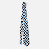 Blau Schwarz Weiß Karomuster Design  Krawatte (Rückseite)