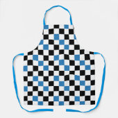 Blau Schwarz Weiß Karomuster Design  Schürze (Vorderseite)