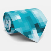 Blau Schwarz-weiß Modernes Abstraktes Muster Krawatte (Gerollt)