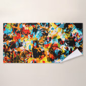 Blau, Schwarz, Weiß, Orange. Hell nahtlos  Badehandtuch (Badehandtuch)