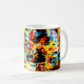 Blau, Schwarz, Weiß, Orange. Hell nahtlos  Kaffeetasse (VorderseiteRechts)