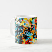 Blau, Schwarz, Weiß, Orange. Hell nahtlos  Kaffeetasse (Vorderseite Links)