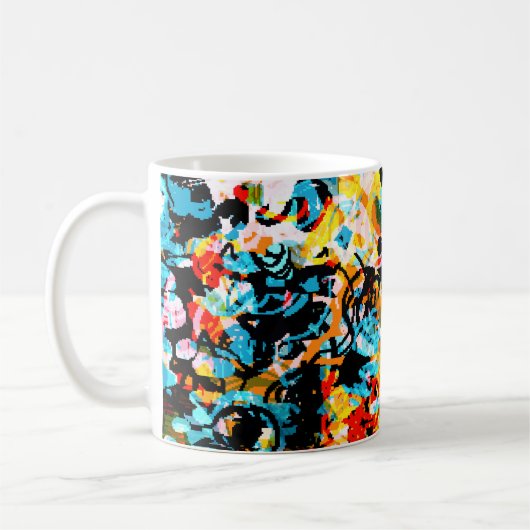 Blau, Schwarz, Weiß, Orange. Hell nahtlos  Kaffeetasse (Links)