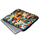 Blau, Schwarz, Weiß, Orange. Hell nahtlos Laptopschutzhülle (Vorne Knopf)
