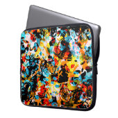 Blau, Schwarz, Weiß, Orange. Hell nahtlos Laptopschutzhülle (Vorderseite Links)