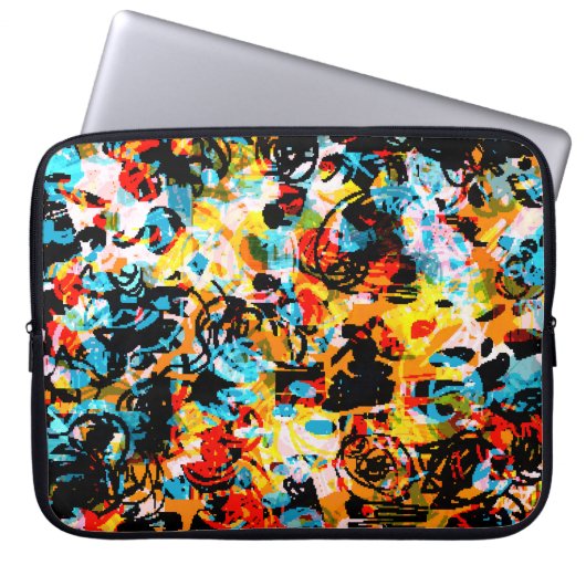 Blau, Schwarz, Weiß, Orange. Hell nahtlos Laptopschutzhülle (Vorderseite)