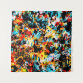 Blau, Schwarz, Weiß, Orange. Hell nahtlos  Wandteppich (Vorderseite (Horizontal))