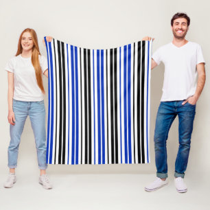 Blau Schwarz Weiß Streifen Muster Design Fleecedecke
