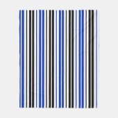 Blau Schwarz Weiß Streifen Muster Design Fleecedecke (Vorderseite)